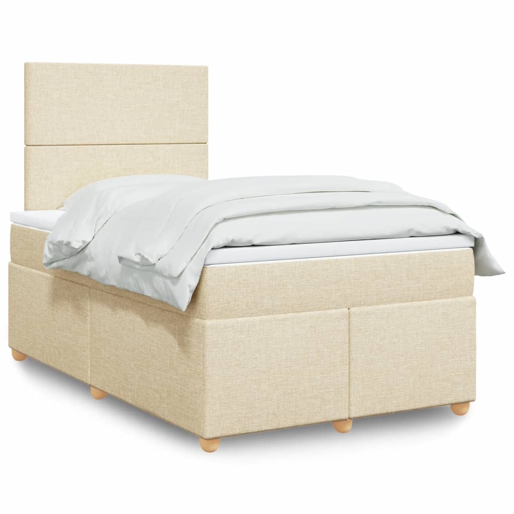 vidaXL Κρεβάτι Boxspring με Στρώμα Κρεμ 120x200 εκ. Υφασμάτινο