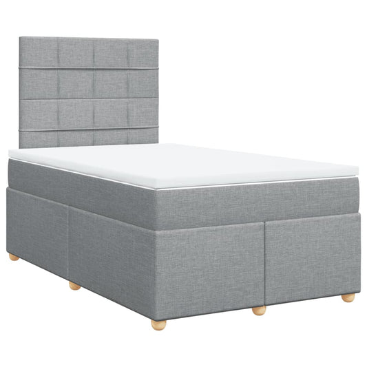 vidaXL Κρεβάτι Boxspring με Στρώμα Ανοιχτό Γκρι 120x200 εκ. Υφασμάτινο