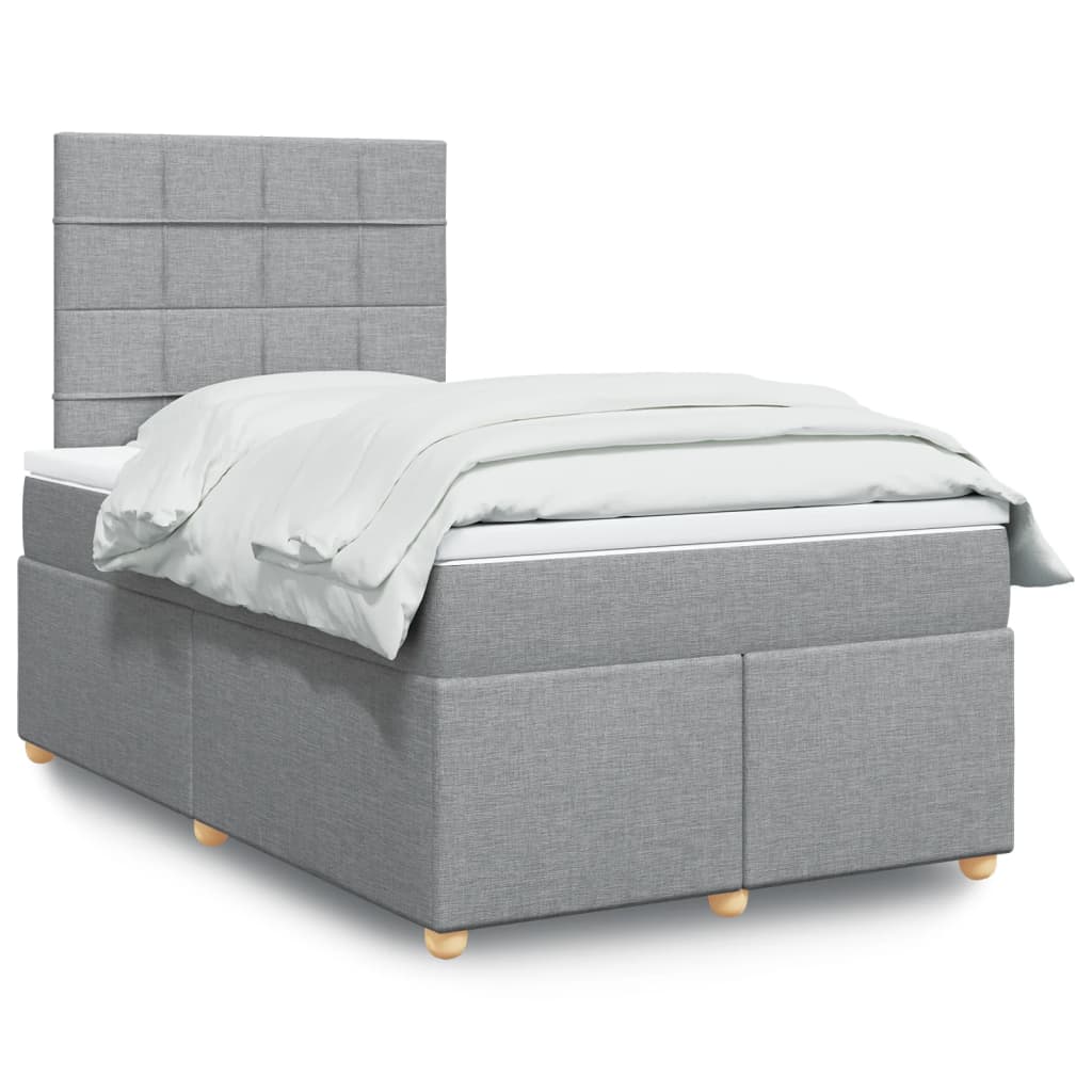 vidaXL Κρεβάτι Boxspring με Στρώμα Ανοιχτό Γκρι 120x200 εκ. Υφασμάτινο