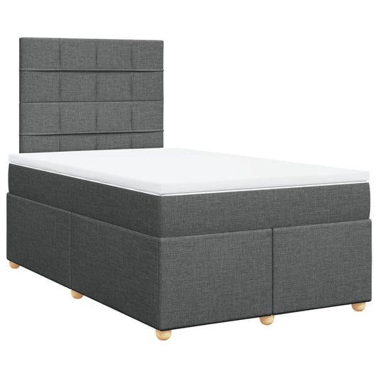 vidaXL Κρεβάτι Boxspring με Στρώμα Σκούρο Γκρι 120x200 εκ. Υφασμάτινο