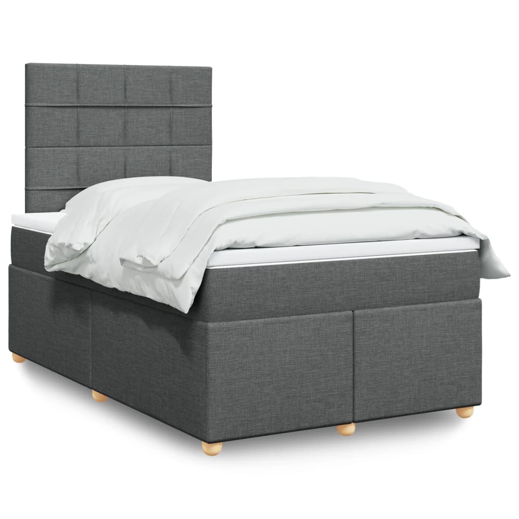 vidaXL Κρεβάτι Boxspring με Στρώμα Σκούρο Γκρι 120x200 εκ. Υφασμάτινο