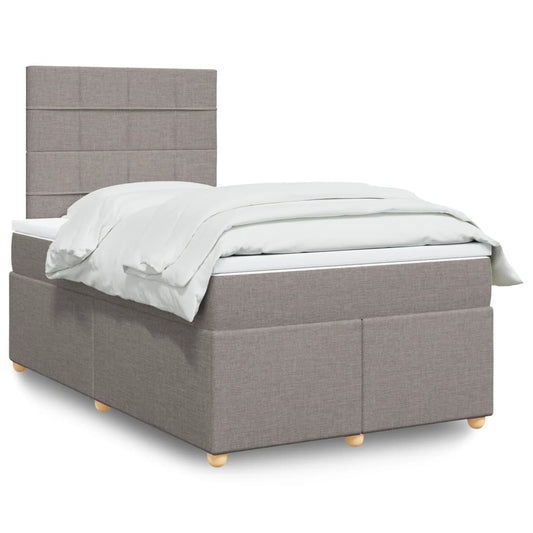 vidaXL Κρεβάτι Boxspring με Στρώμα Taupe 120x200 εκ. Υφασμάτινο