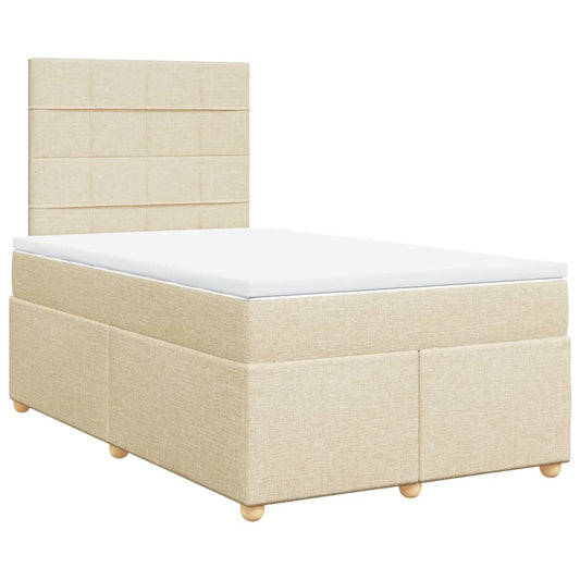 vidaXL Κρεβάτι Boxspring με Στρώμα Κρεμ 120x200 εκ. Υφασμάτινο