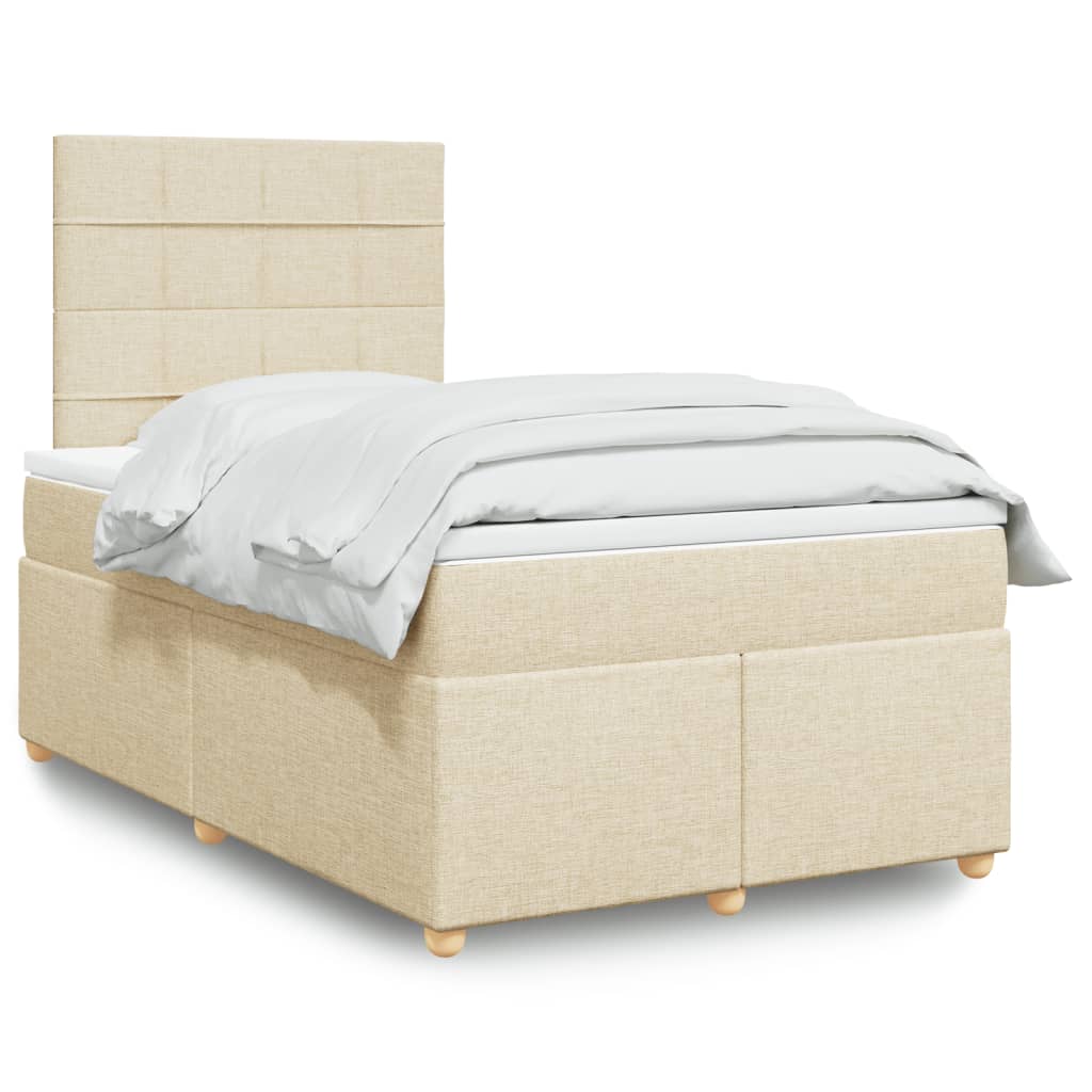 vidaXL Κρεβάτι Boxspring με Στρώμα Κρεμ 120x200 εκ. Υφασμάτινο