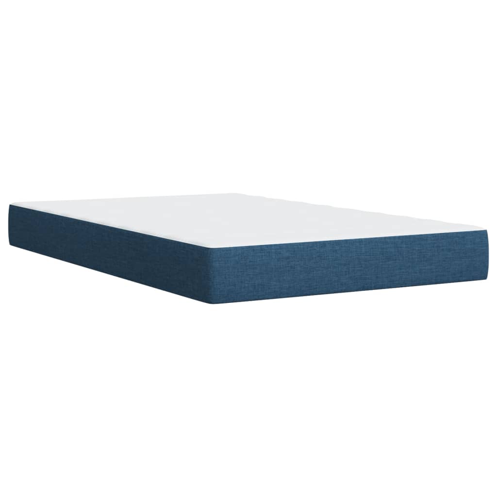 vidaXL Κρεβάτι Boxspring με Στρώμα Μπλε 120x200 εκ. Υφασμάτινο