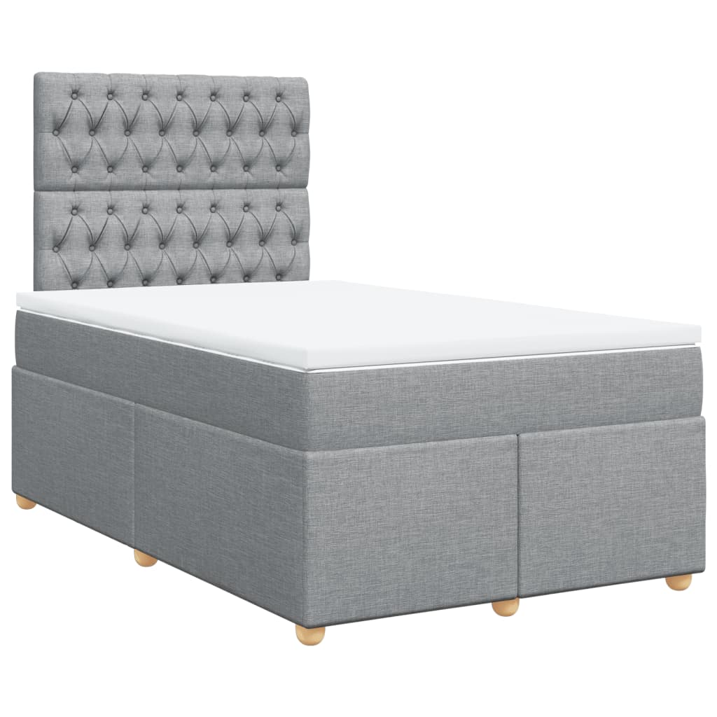 vidaXL Κρεβάτι Boxspring με Στρώμα Ανοιχτό Γκρι 120x200 εκ. Υφασμάτινο