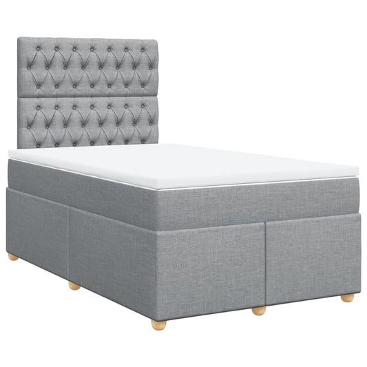 vidaXL Κρεβάτι Boxspring με Στρώμα Ανοιχτό Γκρι 120x200 εκ. Υφασμάτινο