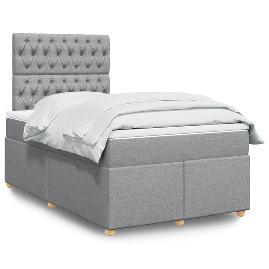 vidaXL Κρεβάτι Boxspring με Στρώμα Ανοιχτό Γκρι 120x200 εκ. Υφασμάτινο