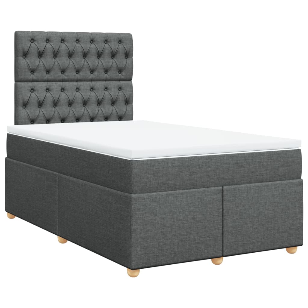 vidaXL Κρεβάτι Boxspring με Στρώμα Σκούρο Γκρι 120x200 εκ. Υφασμάτινο