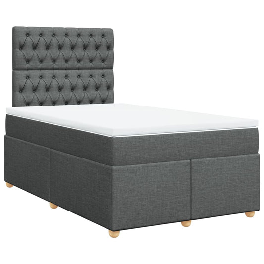 vidaXL Κρεβάτι Boxspring με Στρώμα Σκούρο Γκρι 120x200 εκ. Υφασμάτινο