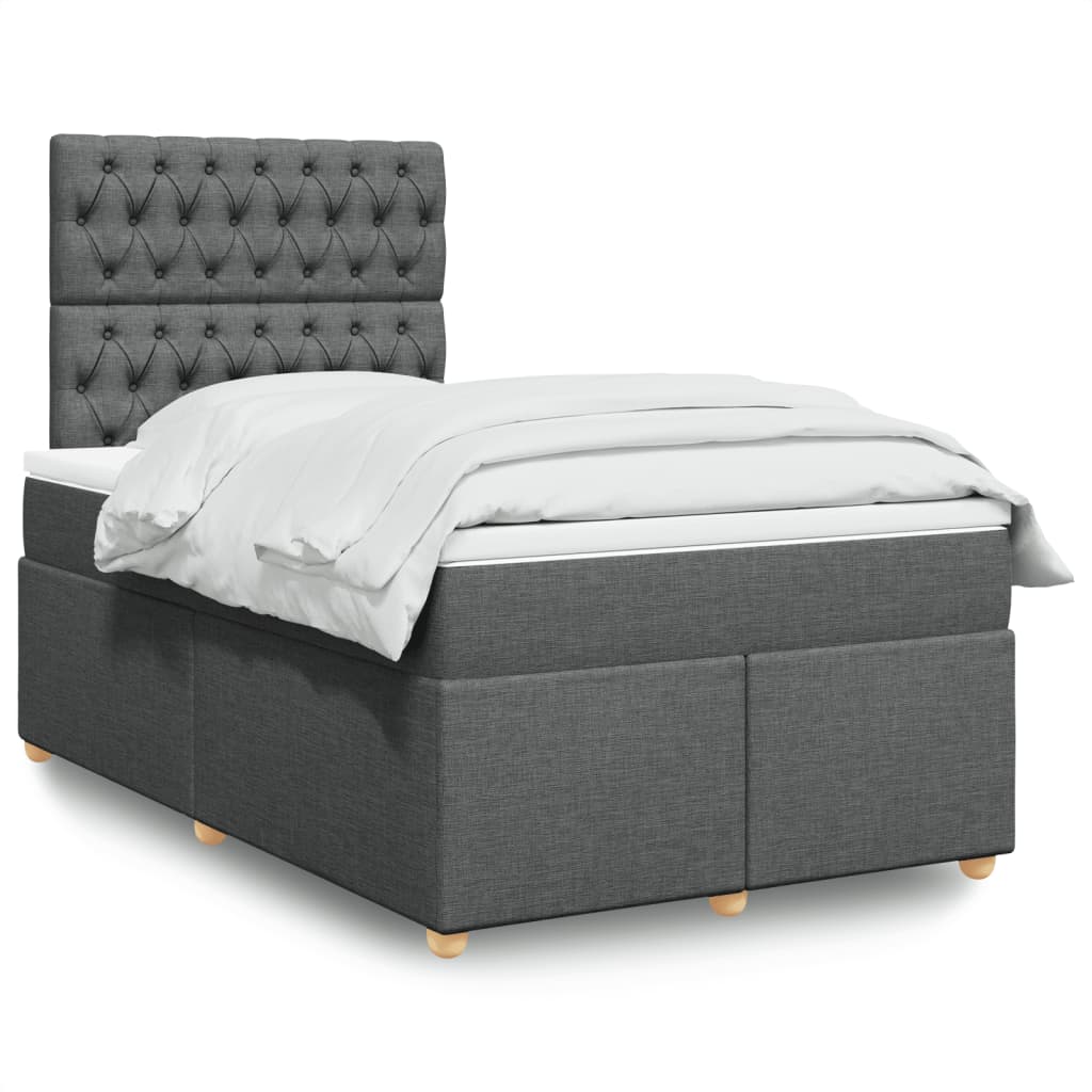 vidaXL Κρεβάτι Boxspring με Στρώμα Σκούρο Γκρι 120x200 εκ. Υφασμάτινο
