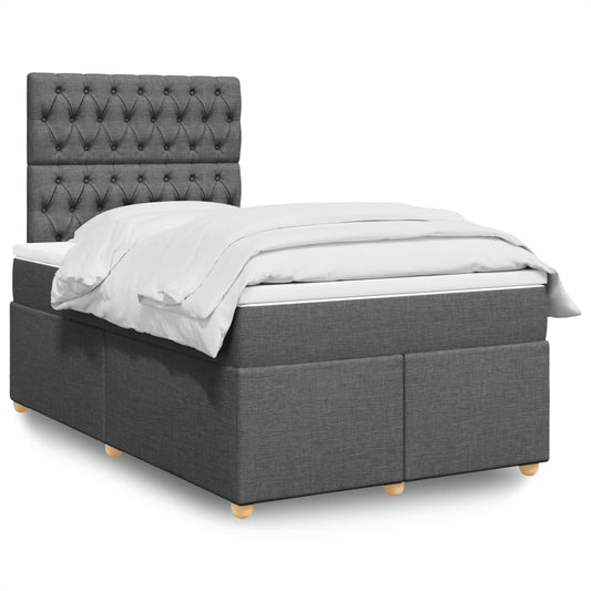vidaXL Κρεβάτι Boxspring με Στρώμα Σκούρο Γκρι 120x200 εκ. Υφασμάτινο