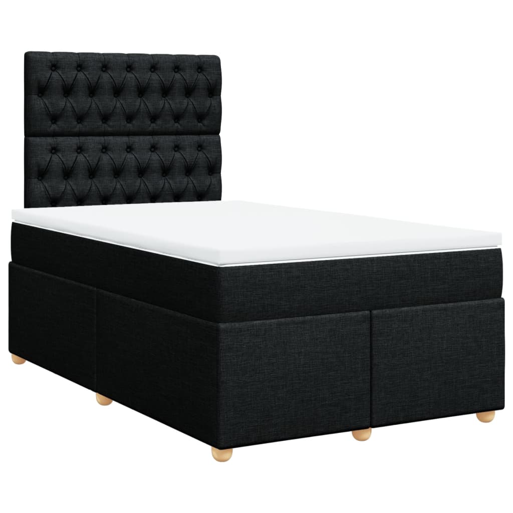 vidaXL Κρεβάτι Boxspring με Στρώμα Μαύρο 120x200 εκ. Υφασμάτινο