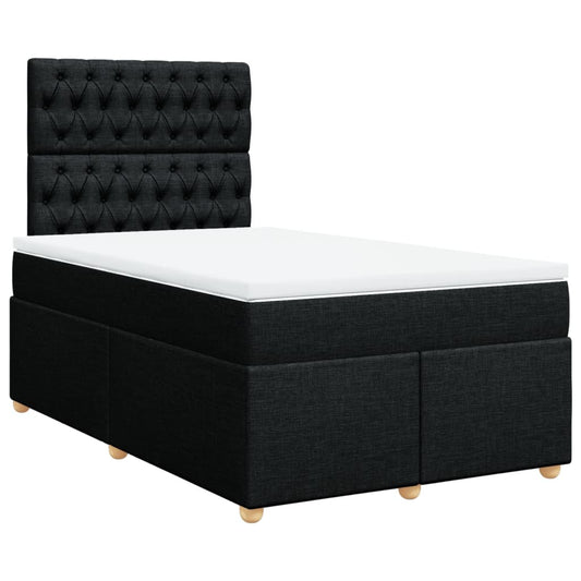 vidaXL Κρεβάτι Boxspring με Στρώμα Μαύρο 120x200 εκ. Υφασμάτινο