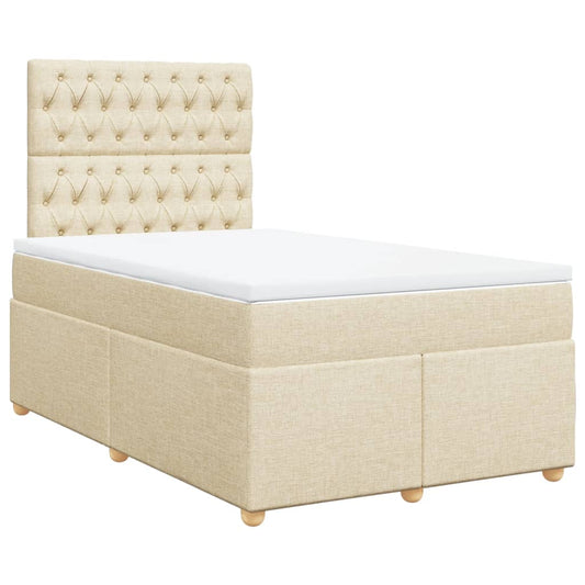 vidaXL Κρεβάτι Boxspring με Στρώμα Κρεμ 120x200 εκ. Υφασμάτινο