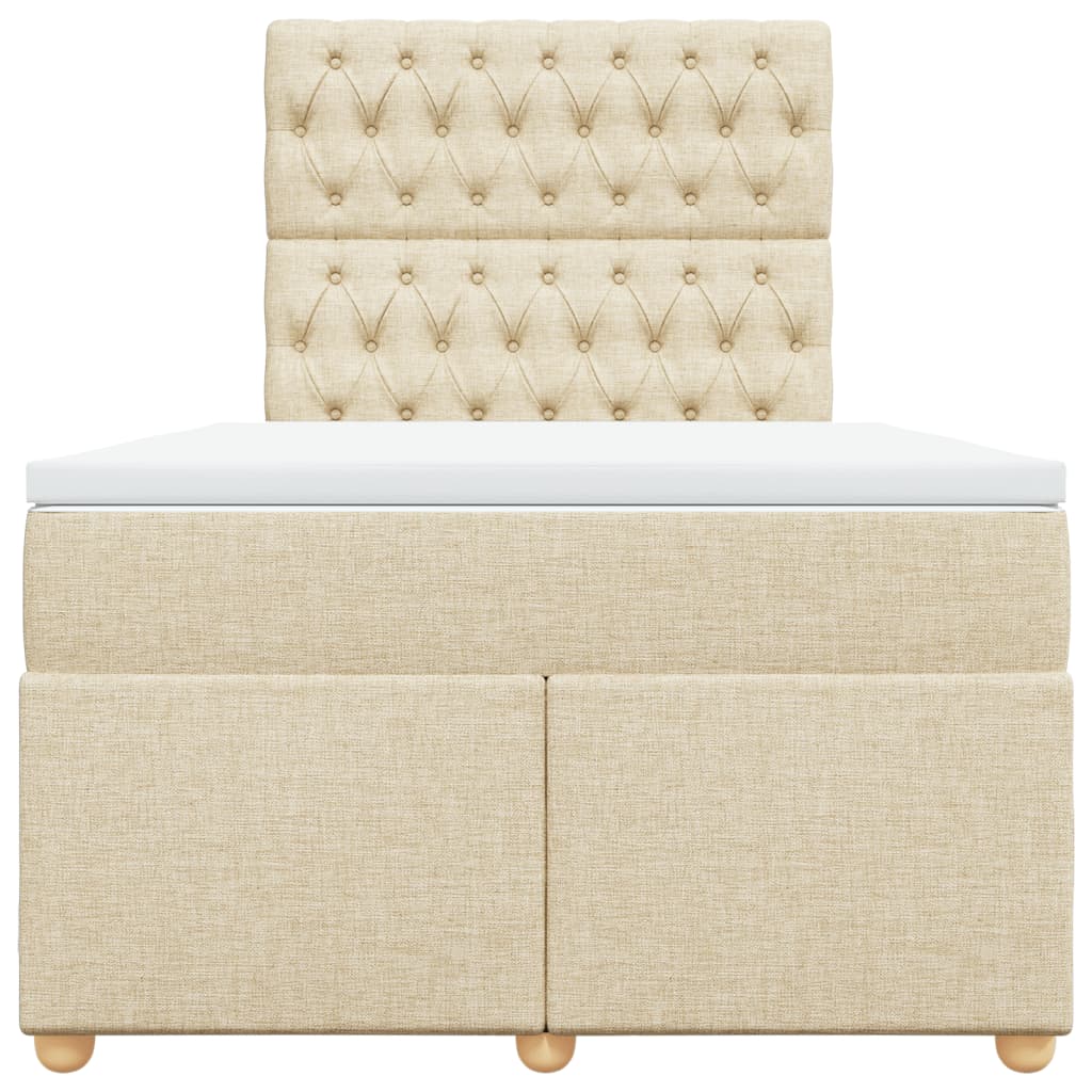 vidaXL Κρεβάτι Boxspring με Στρώμα Κρεμ 120x200 εκ. Υφασμάτινο