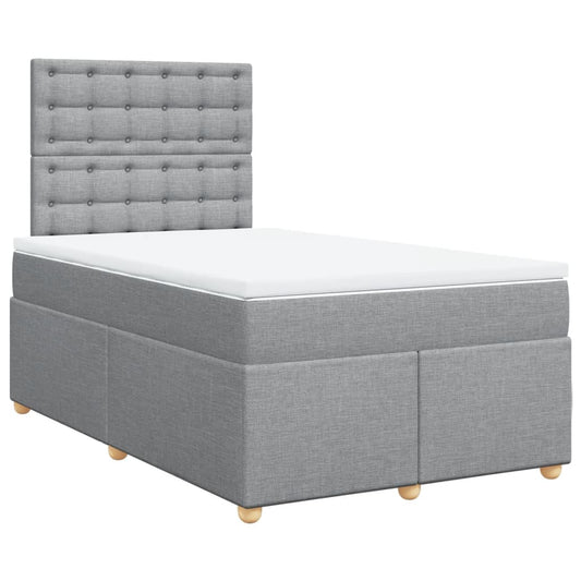 vidaXL Κρεβάτι Boxspring με Στρώμα Ανοιχτό Γκρι 120x200 εκ. Υφασμάτινο