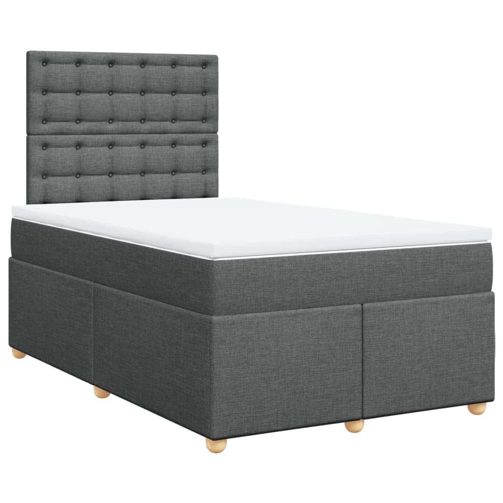 vidaXL Κρεβάτι Boxspring με Στρώμα Σκούρο Γκρι 120x200 εκ. Υφασμάτινο