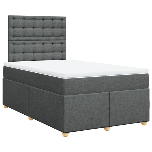 vidaXL Κρεβάτι Boxspring με Στρώμα Σκούρο Γκρι 120x200 εκ. Υφασμάτινο