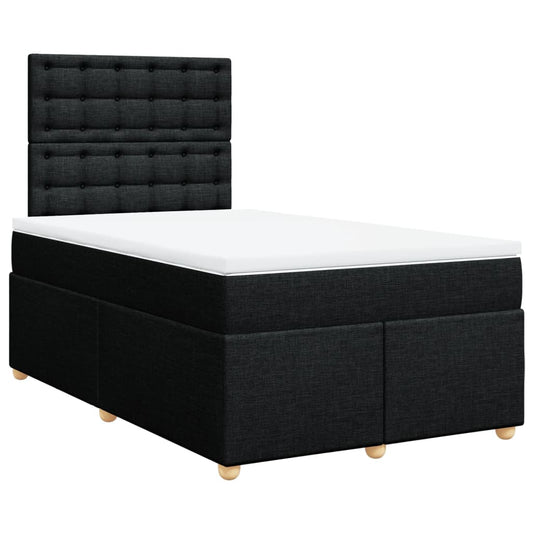 vidaXL Κρεβάτι Boxspring με Στρώμα Μαύρο 120x200 εκ. Υφασμάτινο