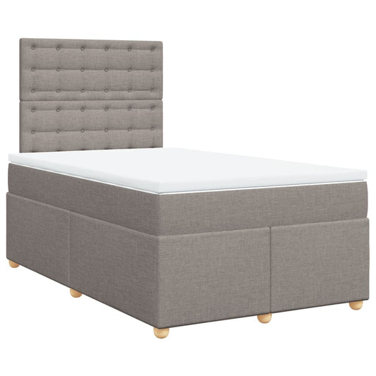vidaXL Κρεβάτι Boxspring με Στρώμα Taupe 120x200 εκ. Υφασμάτινο