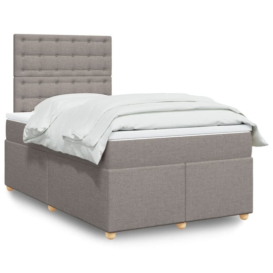 vidaXL Κρεβάτι Boxspring με Στρώμα Taupe 120x200 εκ. Υφασμάτινο