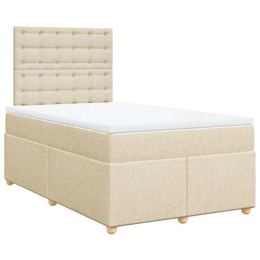 vidaXL Κρεβάτι Boxspring με Στρώμα Κρεμ 120x200 εκ. Υφασμάτινο