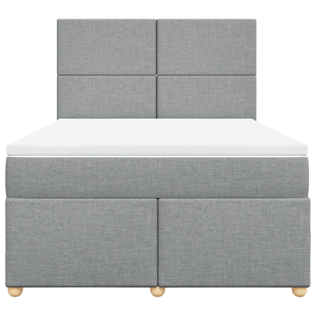 vidaXL Κρεβάτι Boxspring με Στρώμα Ανοιχτό Γκρι 140x190 εκ. Υφασμάτινο