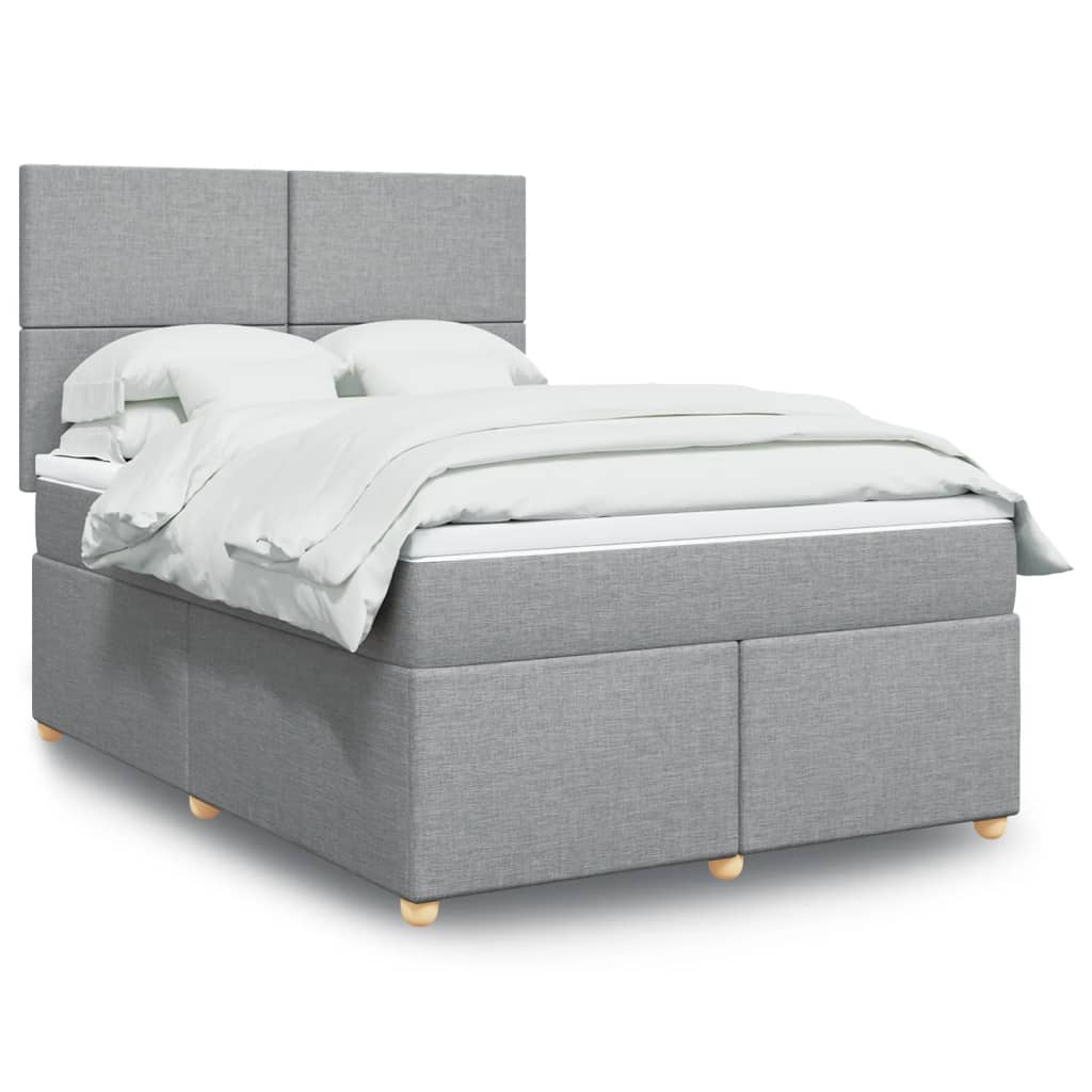 vidaXL Κρεβάτι Boxspring με Στρώμα Ανοιχτό Γκρι 140x190 εκ. Υφασμάτινο