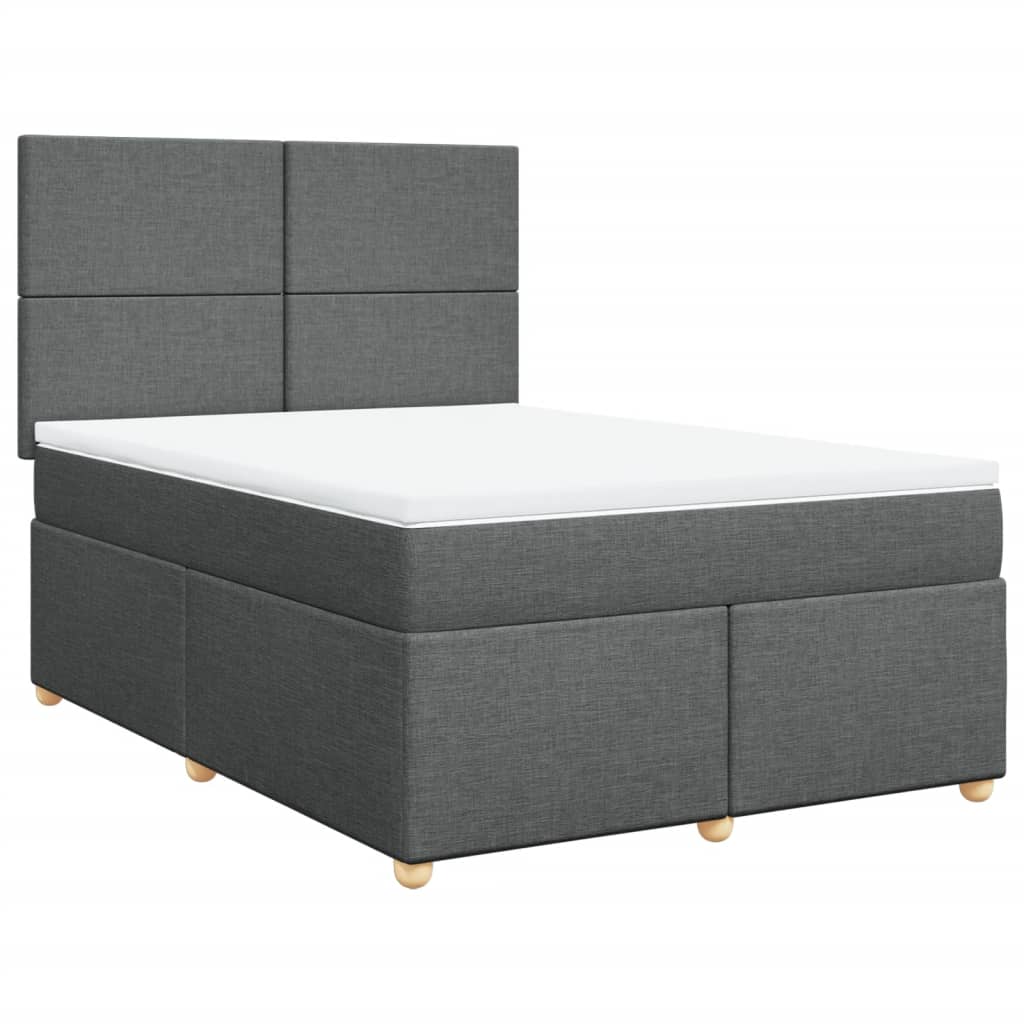 vidaXL Κρεβάτι Boxspring με Στρώμα Σκούρο Γκρι 140x190 εκ. Υφασμάτινο