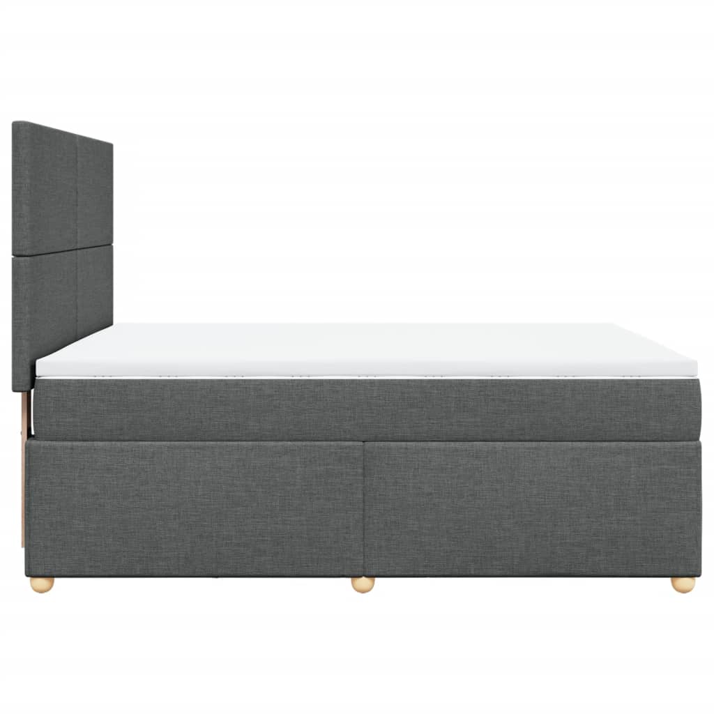 vidaXL Κρεβάτι Boxspring με Στρώμα Σκούρο Γκρι 140x190 εκ. Υφασμάτινο