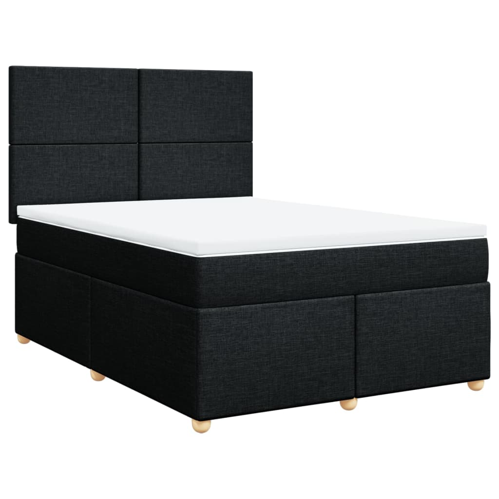 vidaXL Κρεβάτι Boxspring με Στρώμα Μαύρο 140x190 εκ. Υφασμάτινο