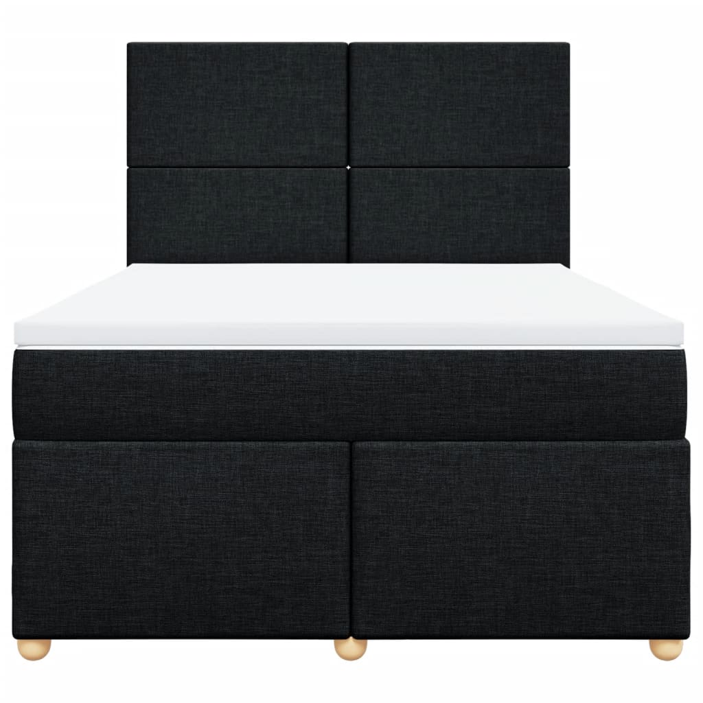vidaXL Κρεβάτι Boxspring με Στρώμα Μαύρο 140x190 εκ. Υφασμάτινο