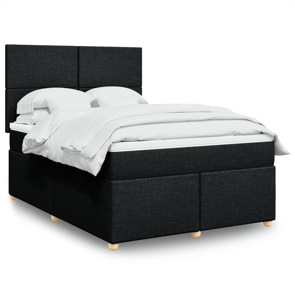 vidaXL Κρεβάτι Boxspring με Στρώμα Μαύρο 140x190 εκ. Υφασμάτινο