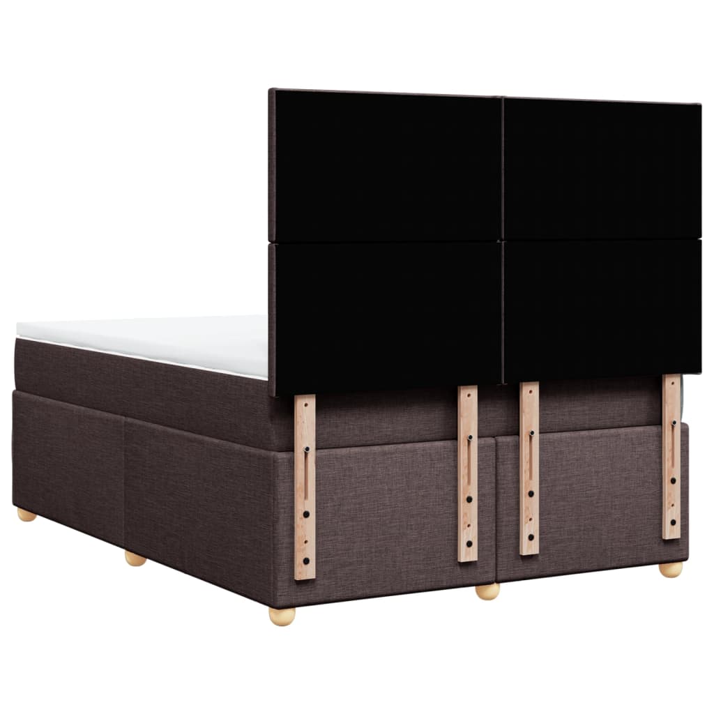 vidaXL Κρεβάτι Boxspring με Στρώμα Σκούρο Καφέ 140x190 εκ. Υφασμάτινο