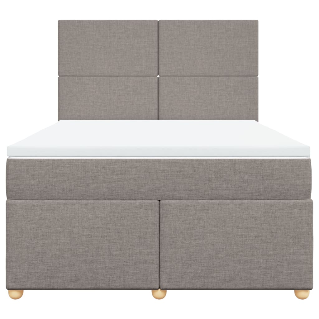vidaXL Κρεβάτι Boxspring με Στρώμα Taupe 140x190 εκ. Υφασμάτινο