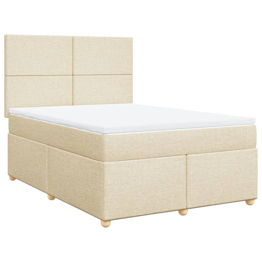 vidaXL Κρεβάτι Boxspring με Στρώμα Κρεμ 140x190 εκ. Υφασμάτινο