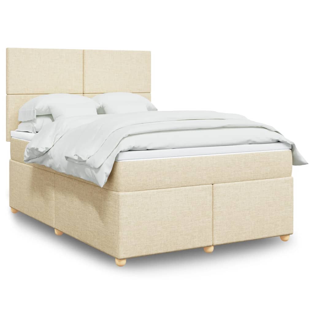 vidaXL Κρεβάτι Boxspring με Στρώμα Κρεμ 140x190 εκ. Υφασμάτινο