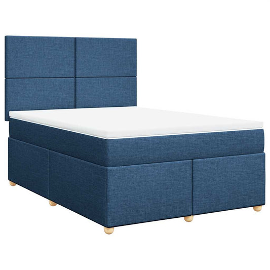 vidaXL Κρεβάτι Boxspring με Στρώμα Μπλε 140x190 εκ. Υφασμάτινο