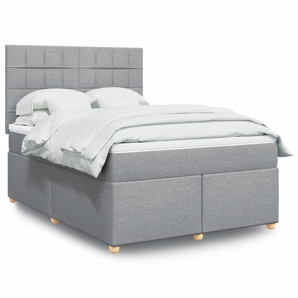vidaXL Κρεβάτι Boxspring με Στρώμα Ανοιχτό Γκρι 140x190 εκ. Υφασμάτινο