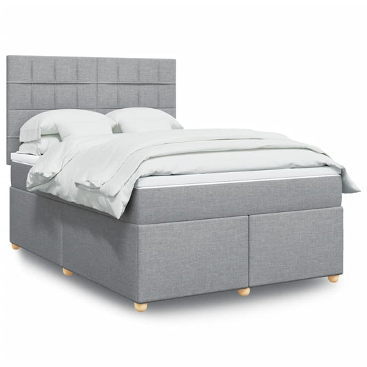 vidaXL Κρεβάτι Boxspring με Στρώμα Ανοιχτό Γκρι 140x190 εκ. Υφασμάτινο