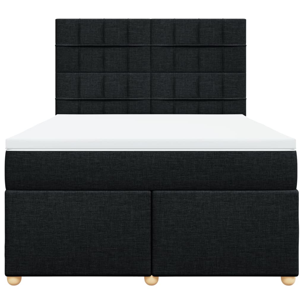vidaXL Κρεβάτι Boxspring με Στρώμα Μαύρο 140x190 εκ. Υφασμάτινο