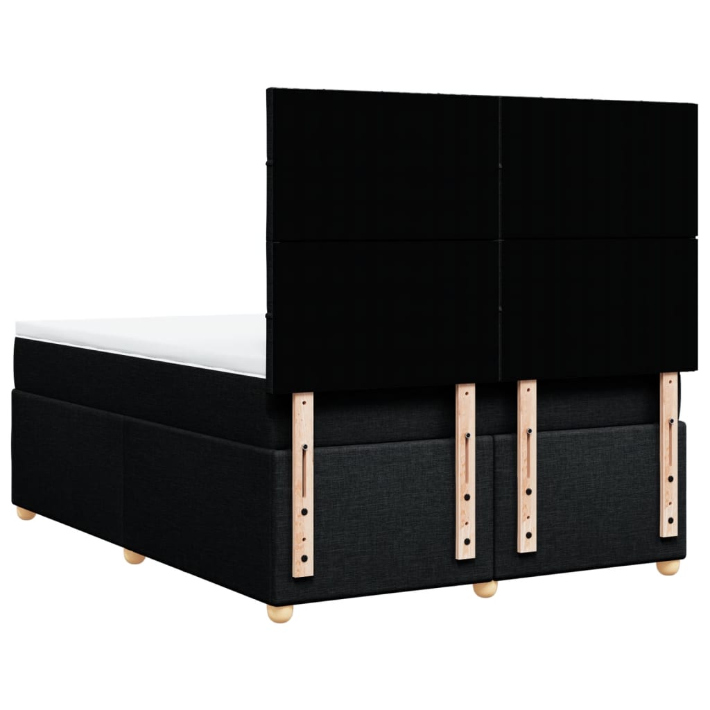 vidaXL Κρεβάτι Boxspring με Στρώμα Μαύρο 140x190 εκ. Υφασμάτινο