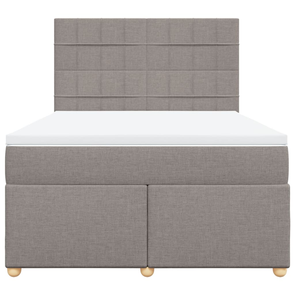 vidaXL Κρεβάτι Boxspring με Στρώμα Taupe 140x190 εκ. Υφασμάτινο
