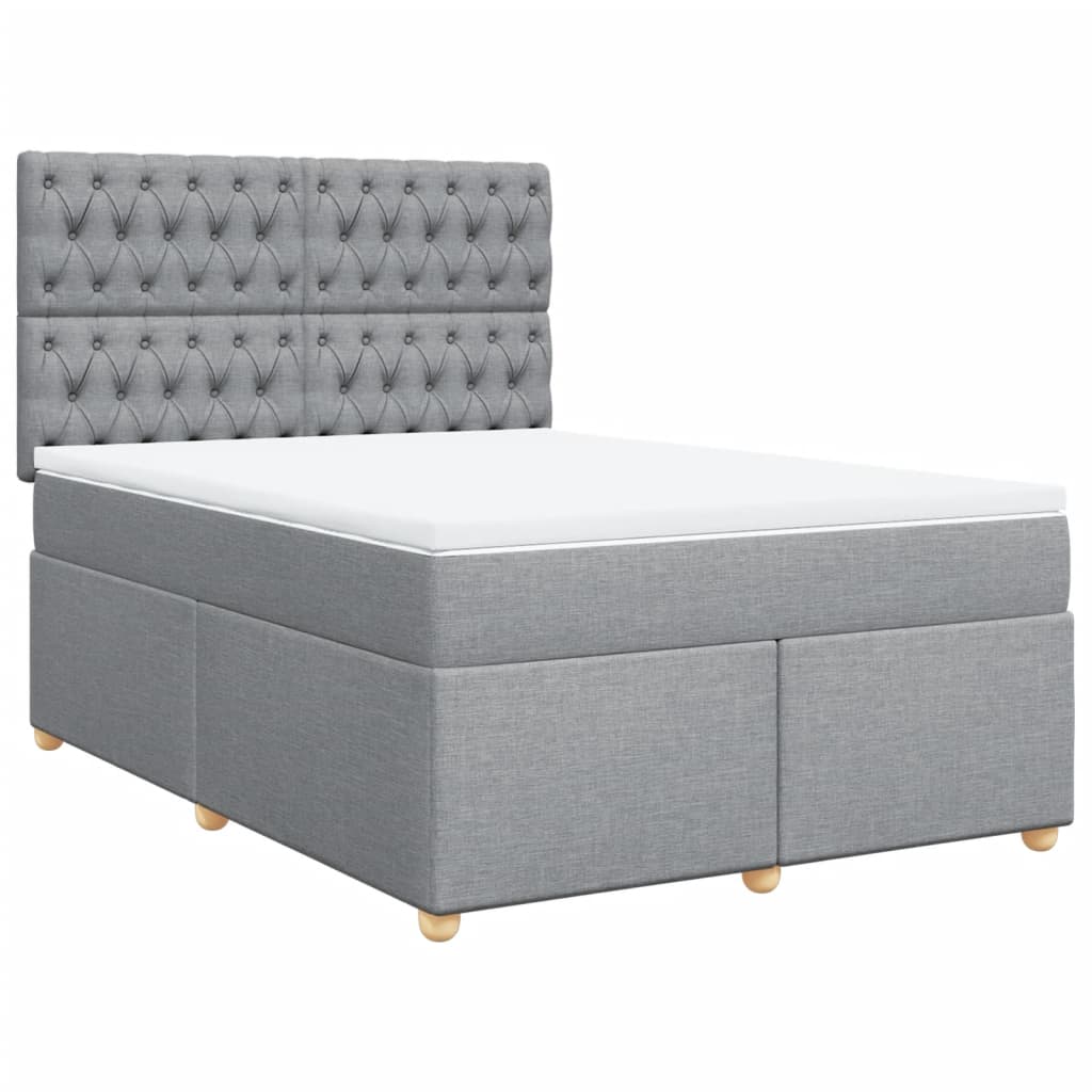vidaXL Κρεβάτι Boxspring με Στρώμα Ανοιχτό Γκρι 140x190 εκ. Υφασμάτινο