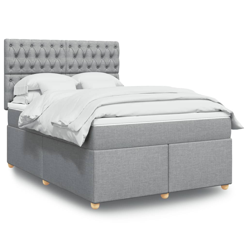 vidaXL Κρεβάτι Boxspring με Στρώμα Ανοιχτό Γκρι 140x190 εκ. Υφασμάτινο