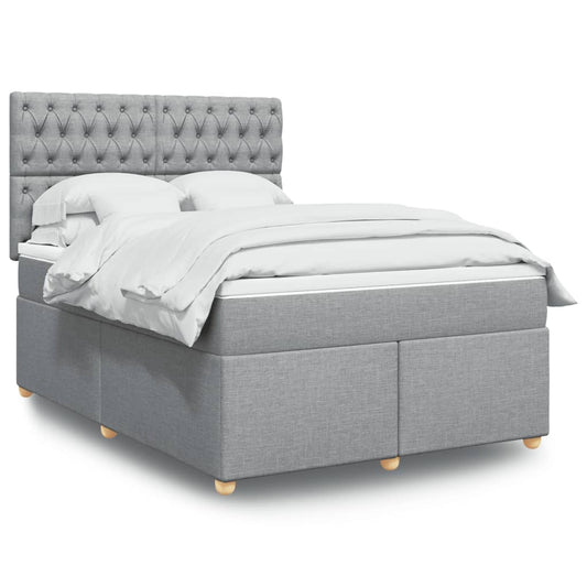 vidaXL Κρεβάτι Boxspring με Στρώμα Ανοιχτό Γκρι 140x190 εκ. Υφασμάτινο