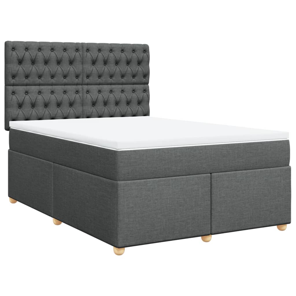 vidaXL Κρεβάτι Boxspring με Στρώμα Σκούρο Γκρι 140x190 εκ. Υφασμάτινο