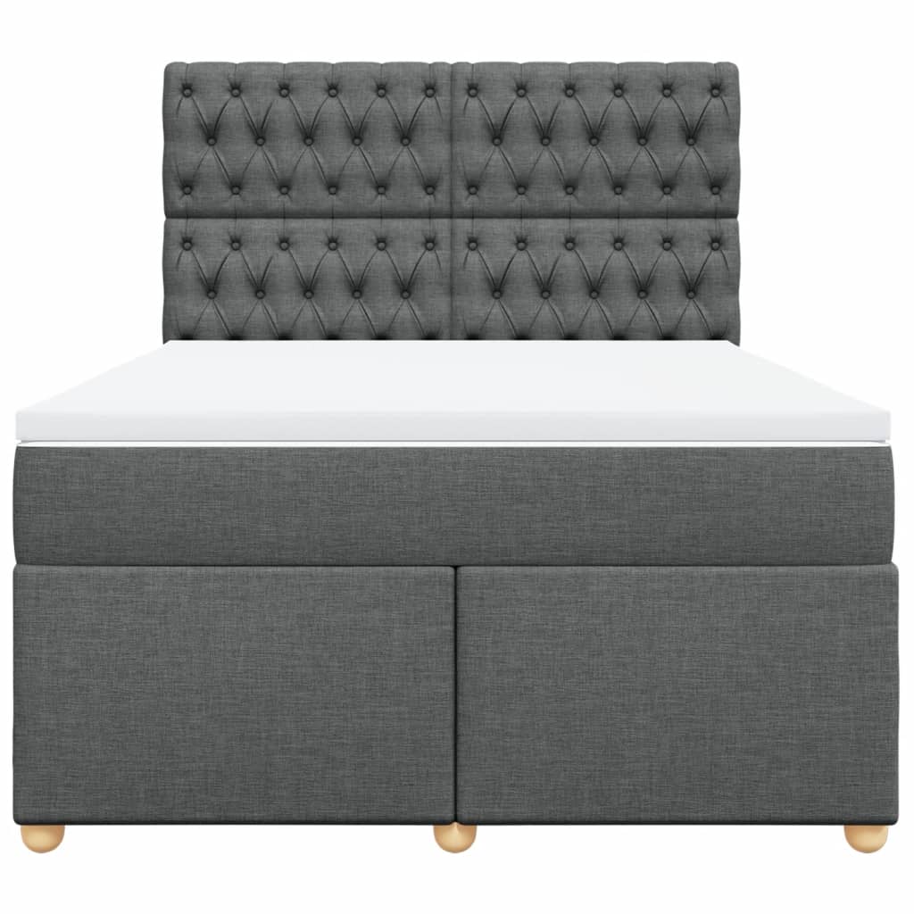 vidaXL Κρεβάτι Boxspring με Στρώμα Σκούρο Γκρι 140x190 εκ. Υφασμάτινο