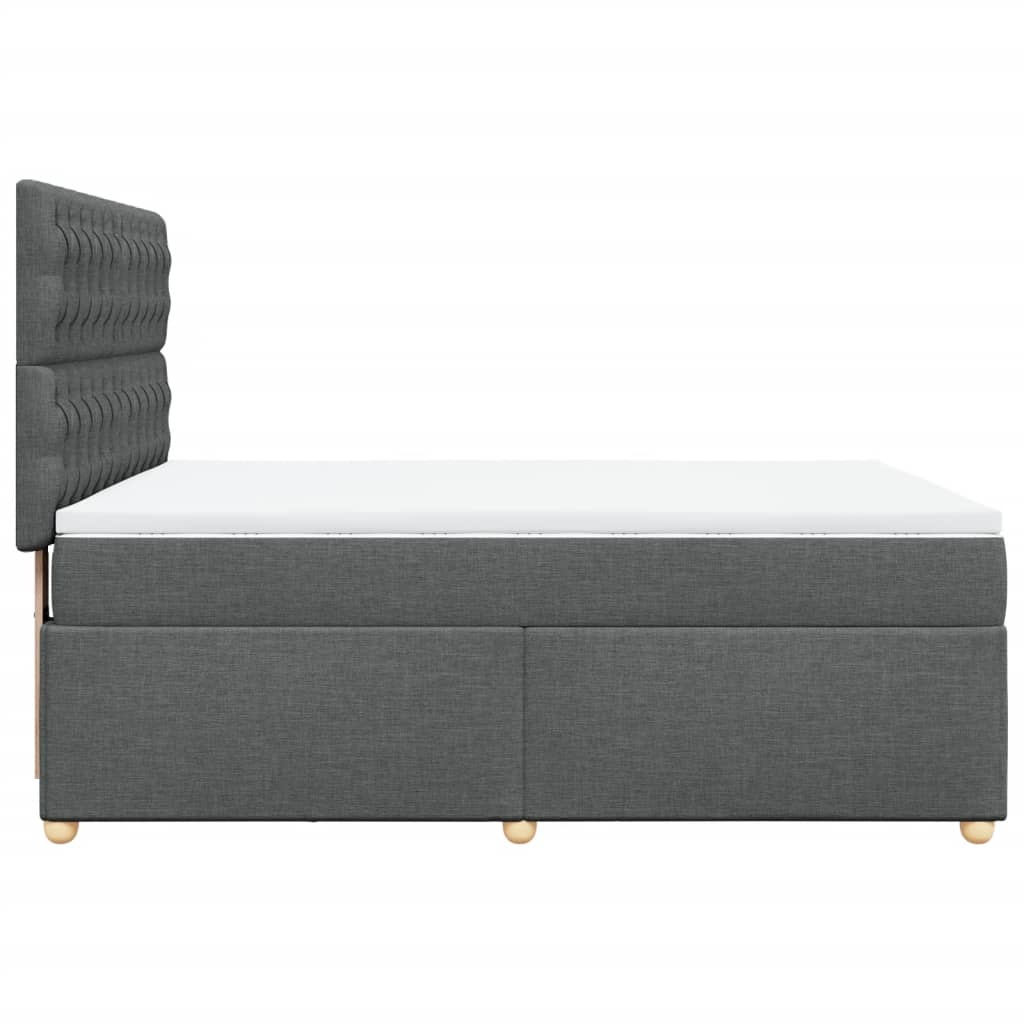 vidaXL Κρεβάτι Boxspring με Στρώμα Σκούρο Γκρι 140x190 εκ. Υφασμάτινο